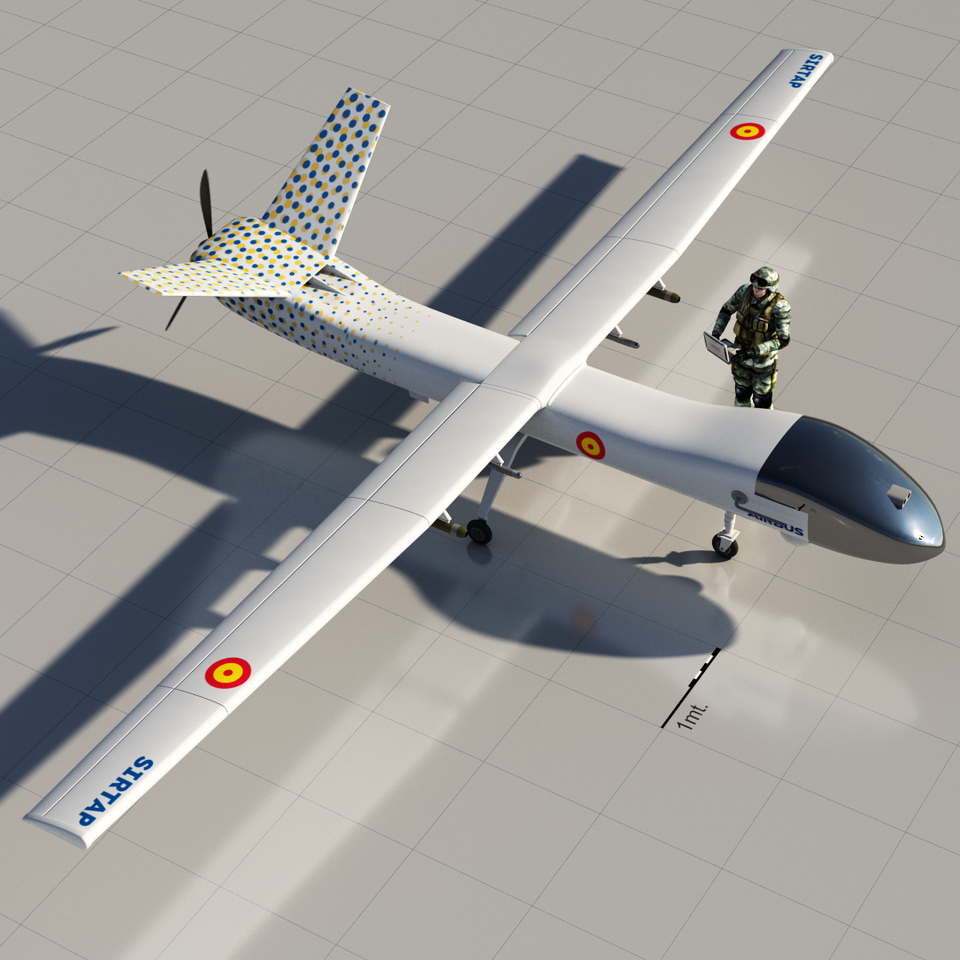 Modelo lowpoly del dron UAV nacional para empresa SMS Defence