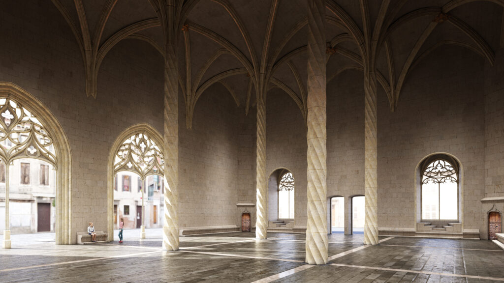 Modelado lowpoly del edificio de La Llotja en Palma de Mallorca para exposición del pecio de Ses Fontanelles